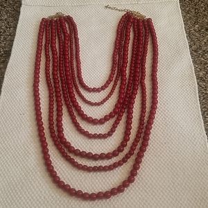 Beautiful 7-strand cherry red necklace
